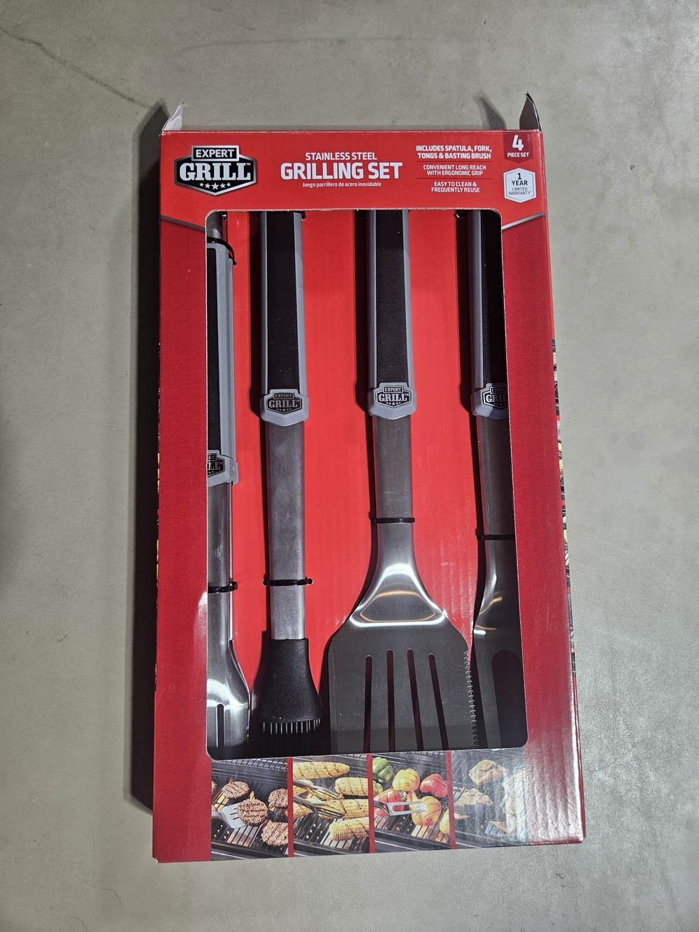Stainless Steel Grilling Set - Black and Silver